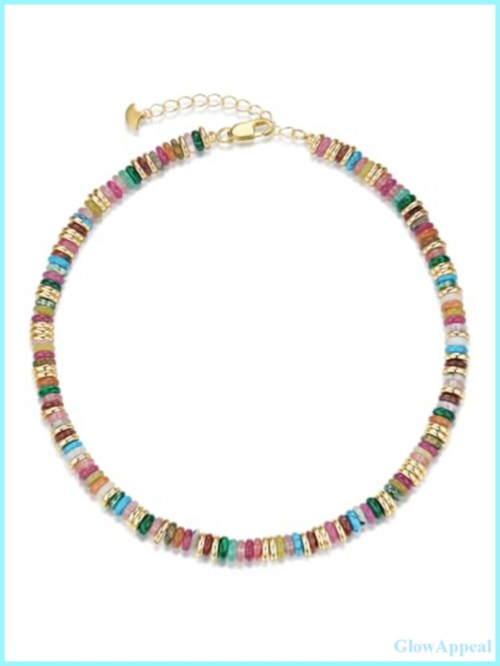 18K Gold Plated Natural Gemstone Beaded Choker Adjustable Necklace